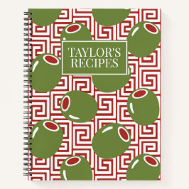 Olive Mediterranean Greek Key Recipe  Notizbuch