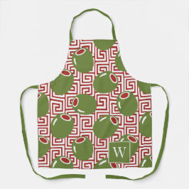 Olive Mediterranean Greek Key  Schürze