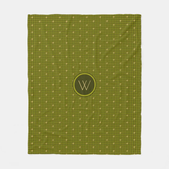 Olive mit Gold Accent Hahnentrittmuster Fleece Bla (Vorderseite)