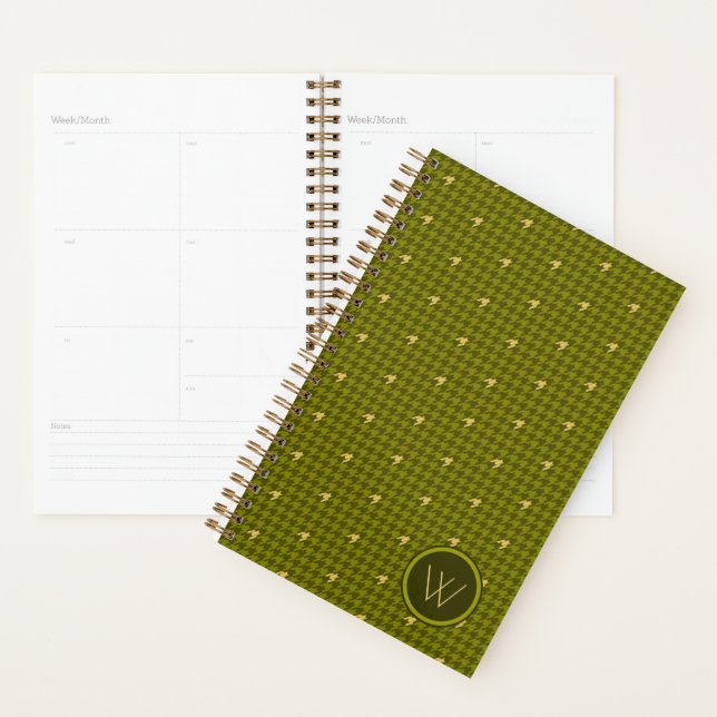 Olive mit Gold Accent Hahnentrittmuster Planner Planer (Anzeige)