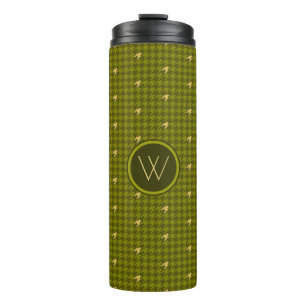 Olive mit Gold Accent Hahnentrittmuster Thermal Tu Thermosbecher
