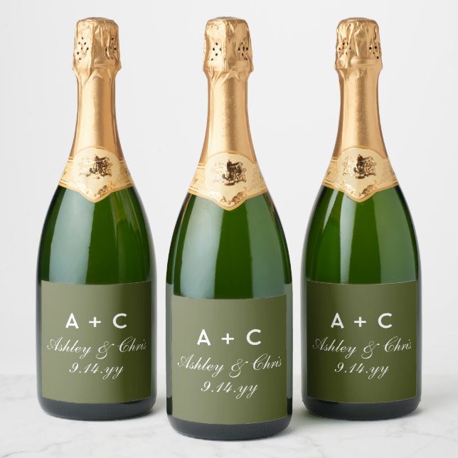Olive Modern Personalisiert Champagner Hochzeitses (Flaschen)