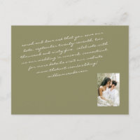 Olive Modern Script Couple Foto Rettete Unser Date
