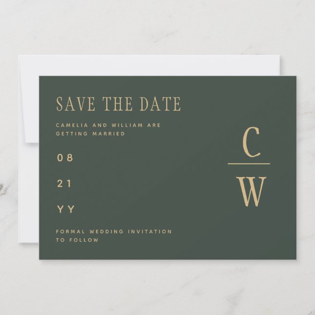 Olive Moss Green Gold Hochzeit SPAREN DAS DATUM Save The Date (Vorderseite)