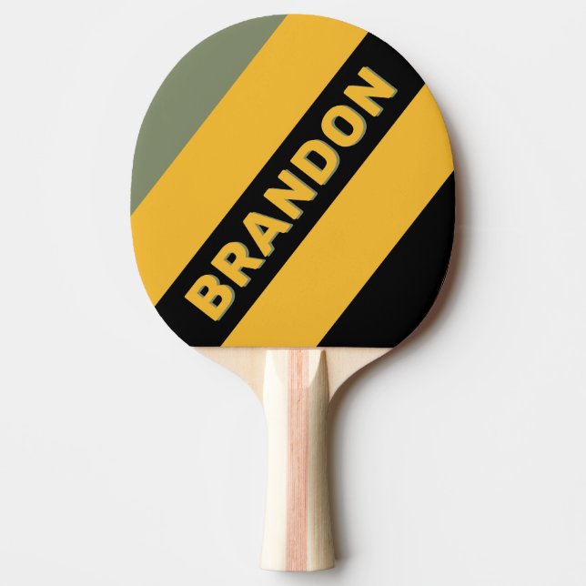 Olive Nightlight kühne Streifen mit Namen Tischtennis Schläger (Vorderseite)