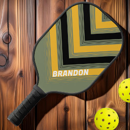 Olive Nightlight Vintage Zickzack Fahne mit Name Pickleball Schläger