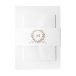 Olive Oak Wreath Gold Wedding Monogram Einladungsbanderole
