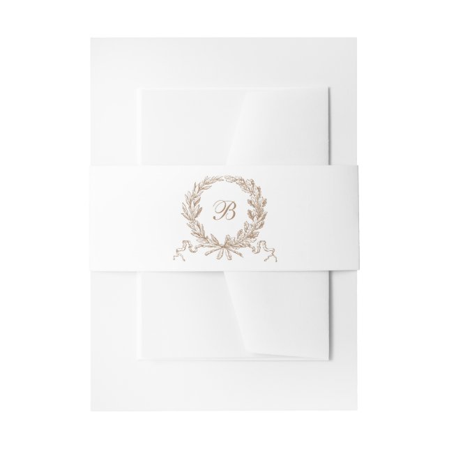 Olive Oak Wreath Gold Wedding Monogram Einladungsbanderole (Vorderseite Beispiel)