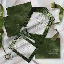 Olive Oasis Palmwedel-Muster Wht Slate ID1324