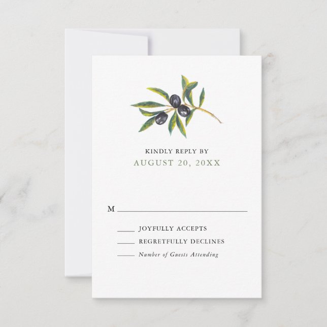 Olive Orchard Hochzeit RSVP (Vorderseite)