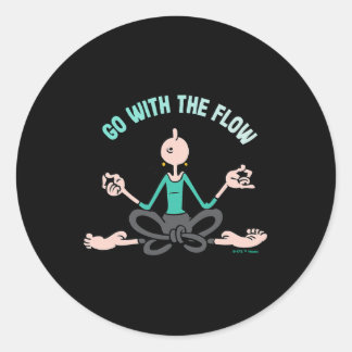 Olive Oyl go With The Flow' Yoga Für den Tag der M Runder Aufkleber