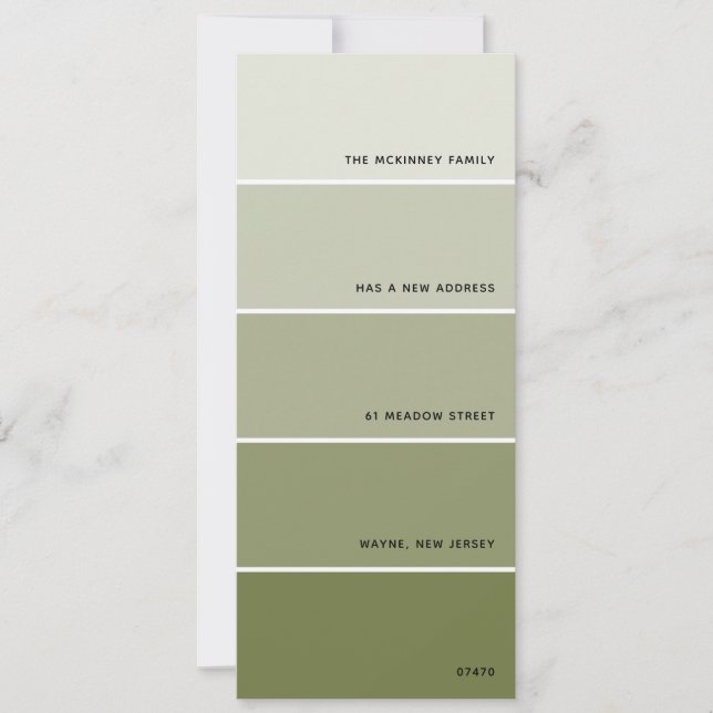 Olive Paint Swatch Ankündigung (Vorderseite)