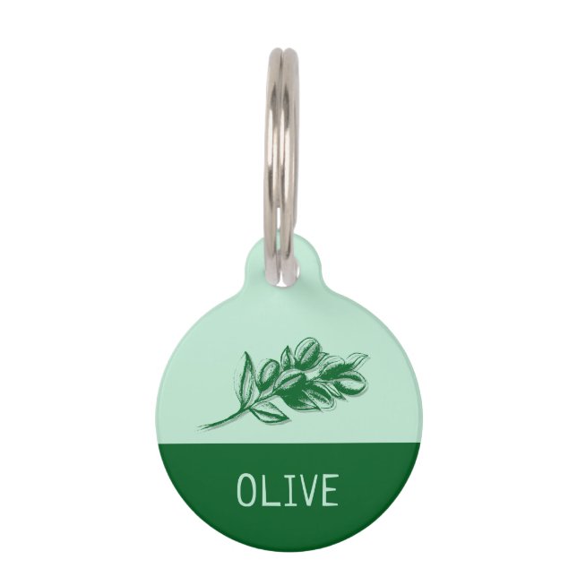 Olive Pet Cat Dog Name Haustiermarke (Vorderseite)