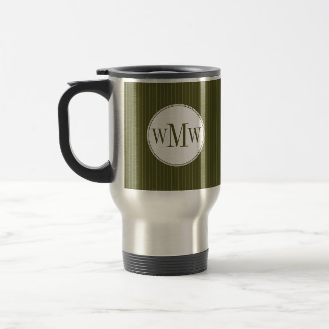 Olive Pinstripe Monogram Tasse (Links)