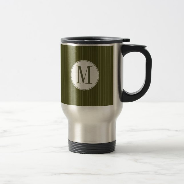 Olive Pinstripe Single Monogram Tasse (Rechts)