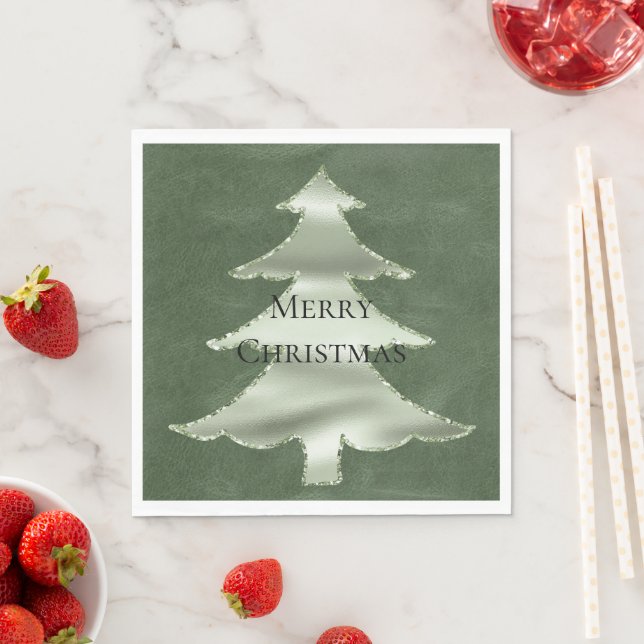 Olive Pistachio Mint Grün Weihnachtsbaum Textur Serviette (Beispiel)