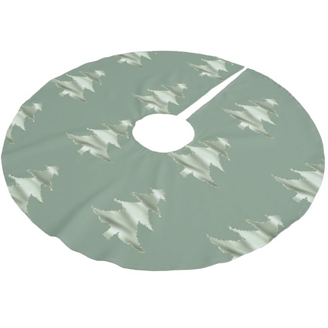 Olive Pistachio Mint Grüner Weihnachtsbaum Polyester Weihnachtsbaumdecke (Schrägansicht)
