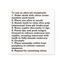 Olive Pit Cocktail Serviette