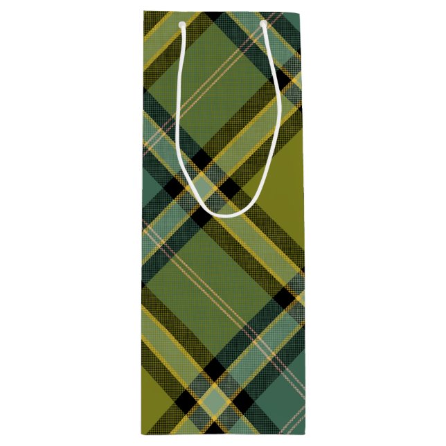 Olive plaid geschenktüte für weinflaschen (Vorderseite)