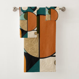 Olive Pop Patterns   Retro-Inspirierte Kunst Badhandtuch Set