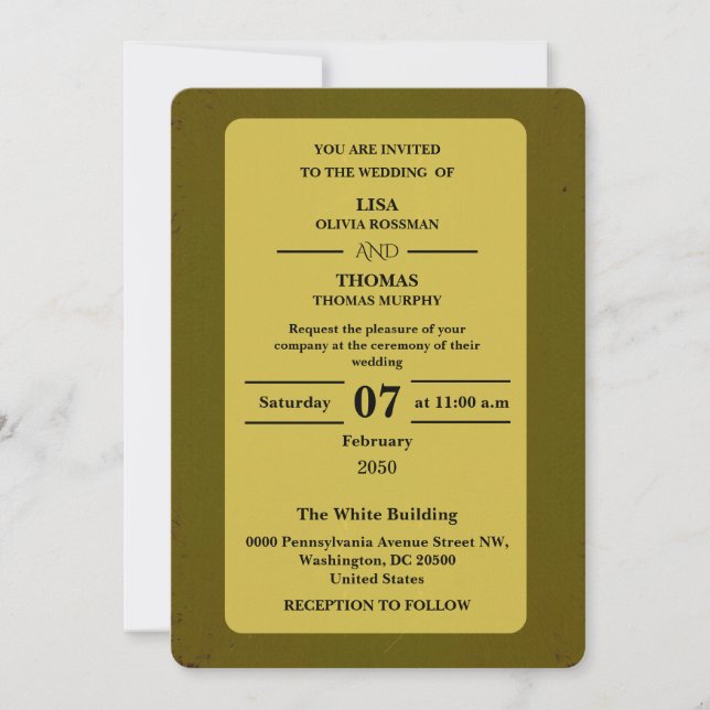 Olive Rust Earthy Wedding Invitation Einladung (Vorderseite)