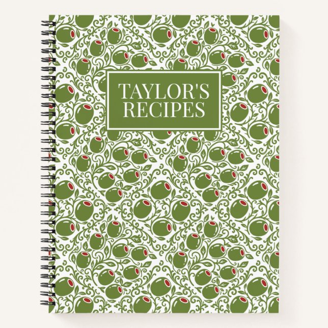 Olive Rustic Farmhouse French Country Recipe Notizbuch (Vorderseite)