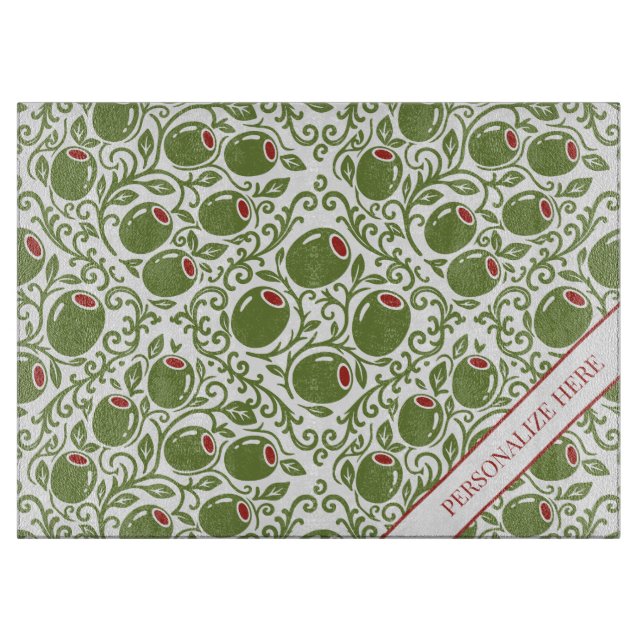 Olive Rustic Farmhouse French Country Recipe Schneidebrett (Vorderseite)