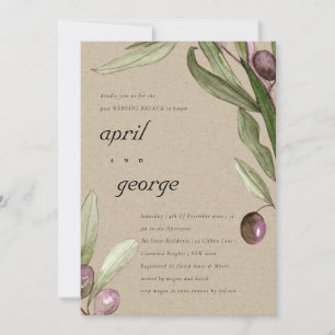 OLIVE RUSTIC KRAFT FAUNA POST WEDING BRUNH INVITE DANKESKARTE