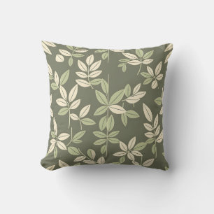 Olive Sage Botanische Blätter Muster Kissen