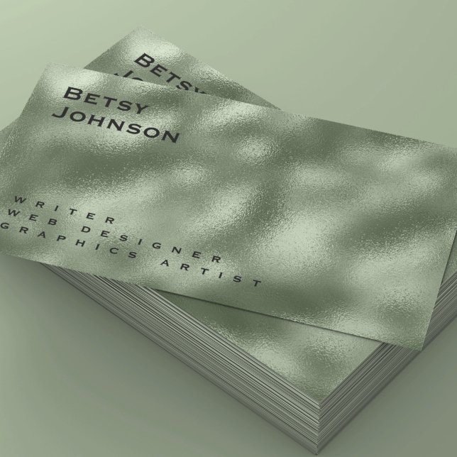 Olive Sage Green Metallic Foil Business Card (Von Creator hochgeladen)