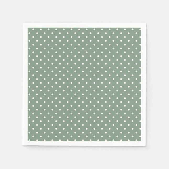 Olive Sage Polka Dots Musterpapier Napkin Serviette (Vorderseite)
