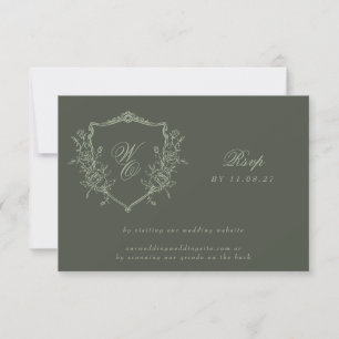 Olive Sage Wappen Classic QR CODE Hochzeitswebsite RSVP Karte