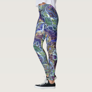 Olive Salbei grün, lila blau, abstrakt Leggings