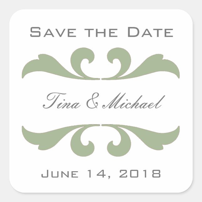 Olive Save the Date Stickers und Siegel (Vorderseite)