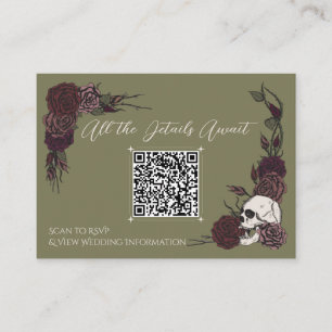 Olive-Schädel- und botanischer Kunst-QR-Link Begleitkarte