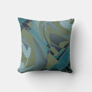 Olive Seafoam Gray Diagonal Abstract Design Kissen