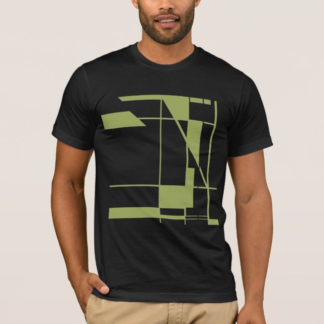 Olive Shapes Lines MCM Look Geometrie Abstrakt T-Shirt (Vorderseite)
