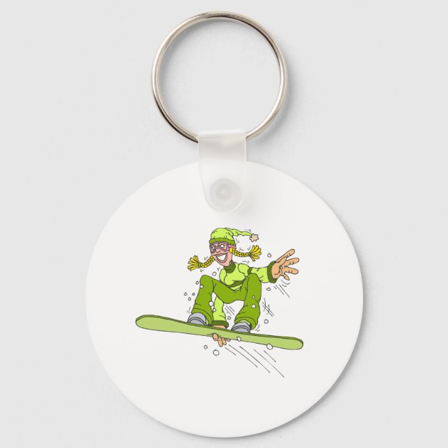 Olive Snowboard Girl Schlüsselanhänger (Vorderseite)