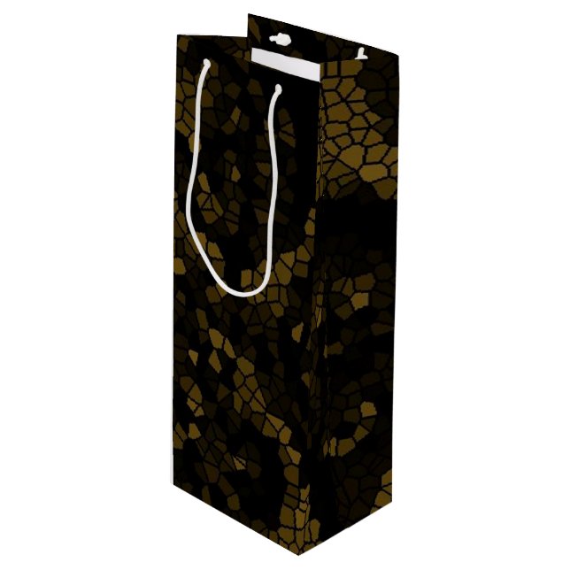 Olive Stected Glass Butterfly Geschenktüte Für Weinflaschen (Vorderseite Schrägansicht)