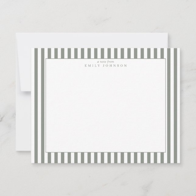Olive Striped Note Card Einladung (Vorderseite)