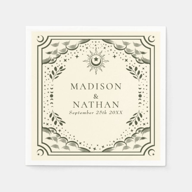 Olive Tarot Card Gothic Wedding Serviette (Vorderseite)