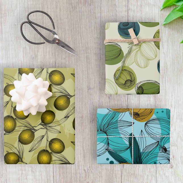 Olive Themed Coordination Pattern Geschenkpapier Set (Von Creator hochgeladen)