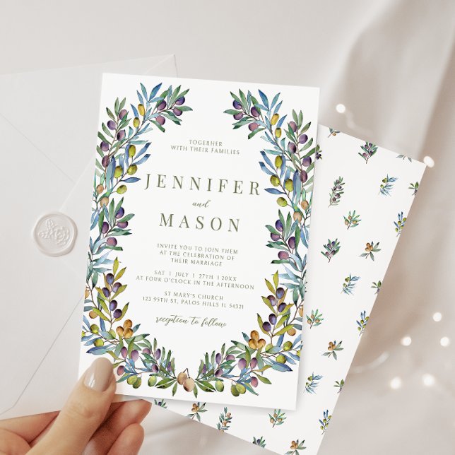 Olive Toskana Thema Böhmische Sommerhochzeit Einladung (Von Creator hochgeladen)