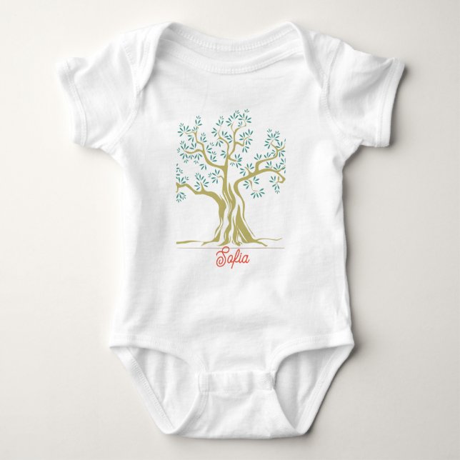 Olive tree Babybodysuit Personalisiert Baby Strampler (Vorderseite)