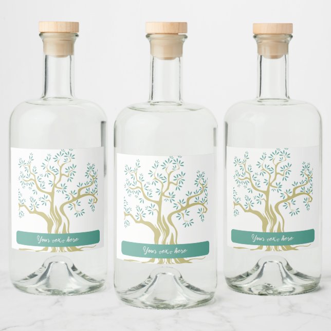 Olive Tree Sketch Personalisiert Liquor Flasche Et Alkoholflaschenetikett (Flaschen)