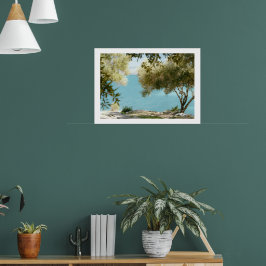 Olive trees and Ionian sea, Kassiopi, Corfu island Poster