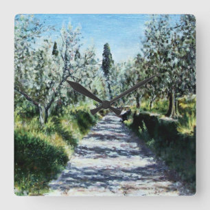 OLIVE TREES IN RIMAGGIO TUSCANY LANDSCAPE QUADRATISCHE WANDUHR
