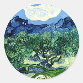 Olive Trees with Alpilles (1889) Van Gogh Kunstmus Runder Aufkleber