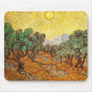 Olive Trees Yellow Sky & Sun Van Gogh Kunst und Ku Mousepad