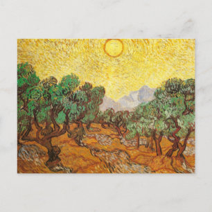 Olive Trees Yellow Sky & Sun Van Gogh Kunst und Ku Postkarte